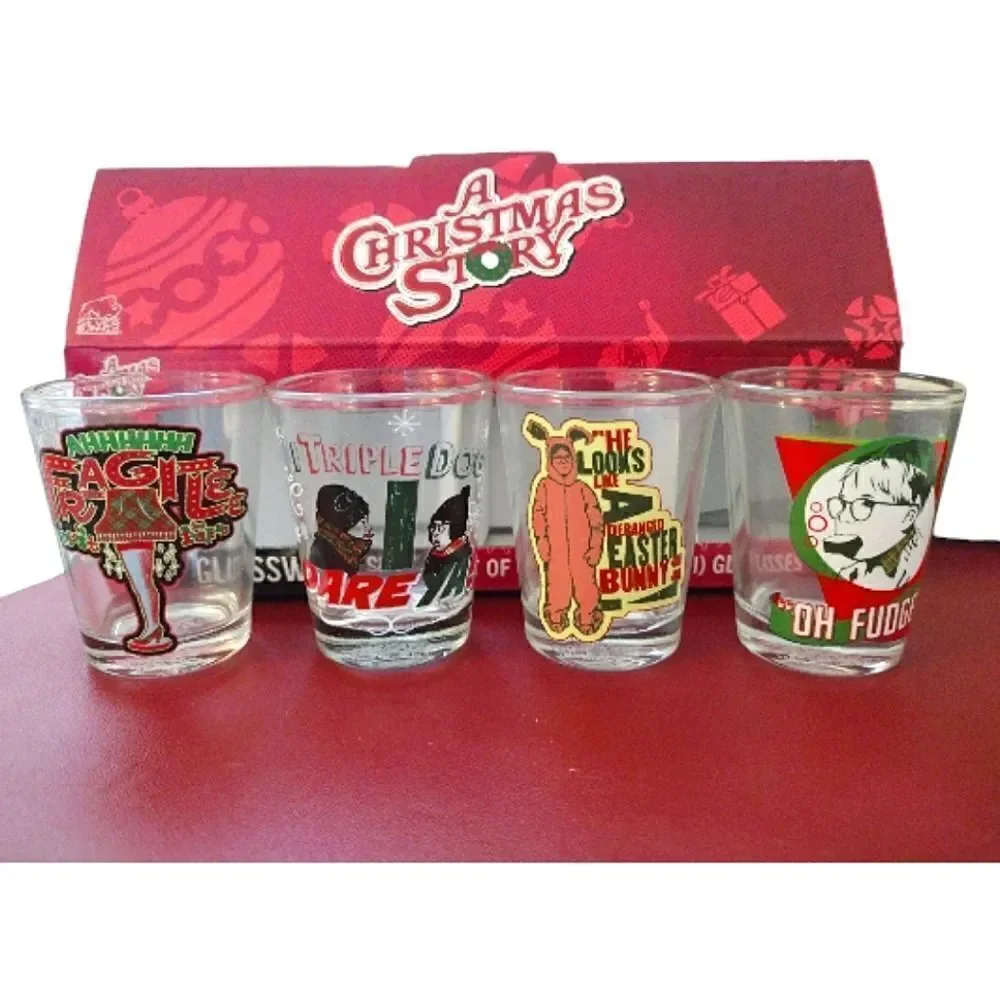 A Christmas Story Printed 1.5oz Glassware Shot Glasses Set Of 4 NWT